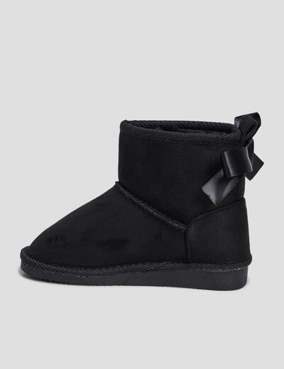 Bottines fourrées avec noeud noir fille