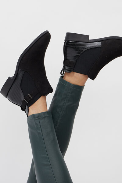 Bottines chelsea avec boucles noir femme