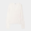 Pull col en V manches longues blanc femme