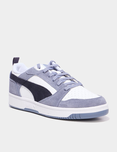 Tennis &agrave; lacets en cuir Puma Rebound V6 bleu lavande homme