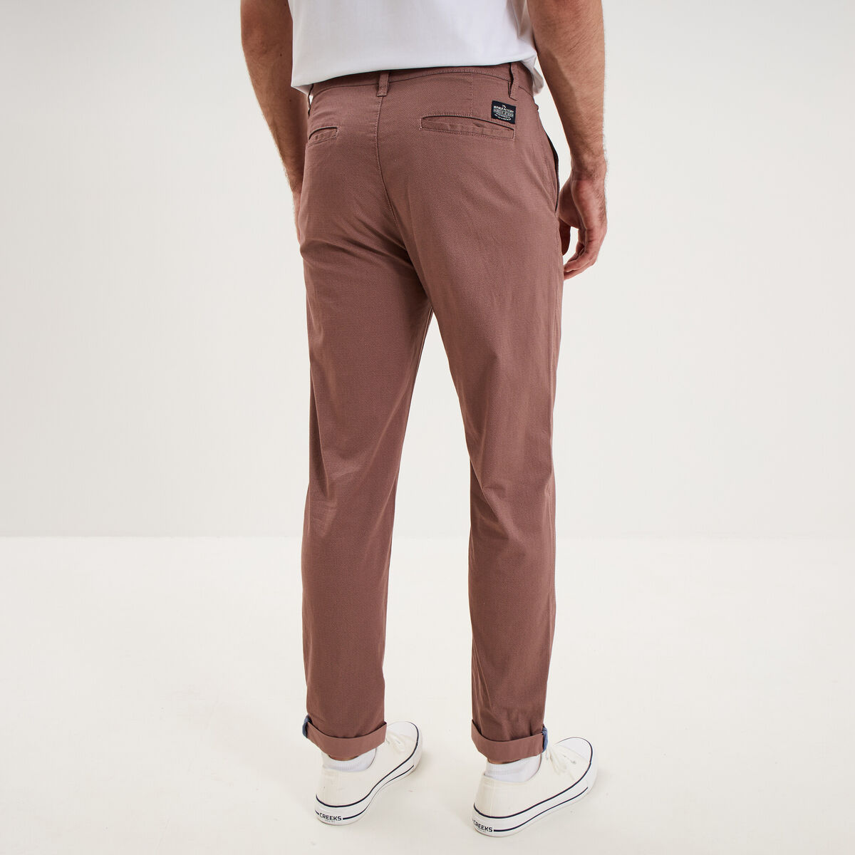 Pantalon chino slim stretch vieux rose homme