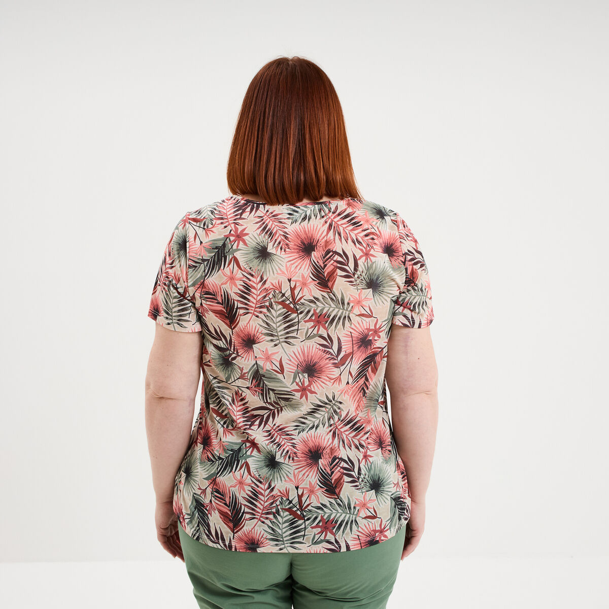 T-shirt manches courtes beige femme grande taille