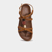 Sandales plates avec d&eacute;tails perles marron femme