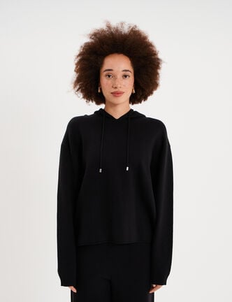 Sweat &agrave; capuche hoodie oversize noir femme