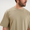 T-shirt col rond coupe relax coton &eacute;pais vert kaki homme
