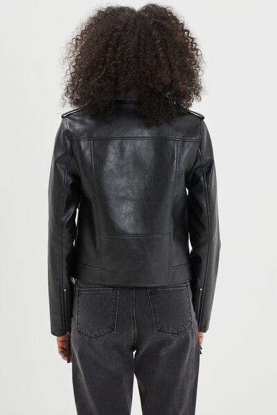 Veste biker simili cuir ajustée Liberto noir femme