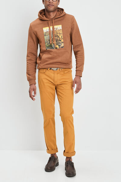 Pantalon droit avec ceinture jaune moutarde homme