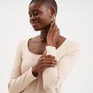 T-shirt ajust&eacute; manches longues beige femme