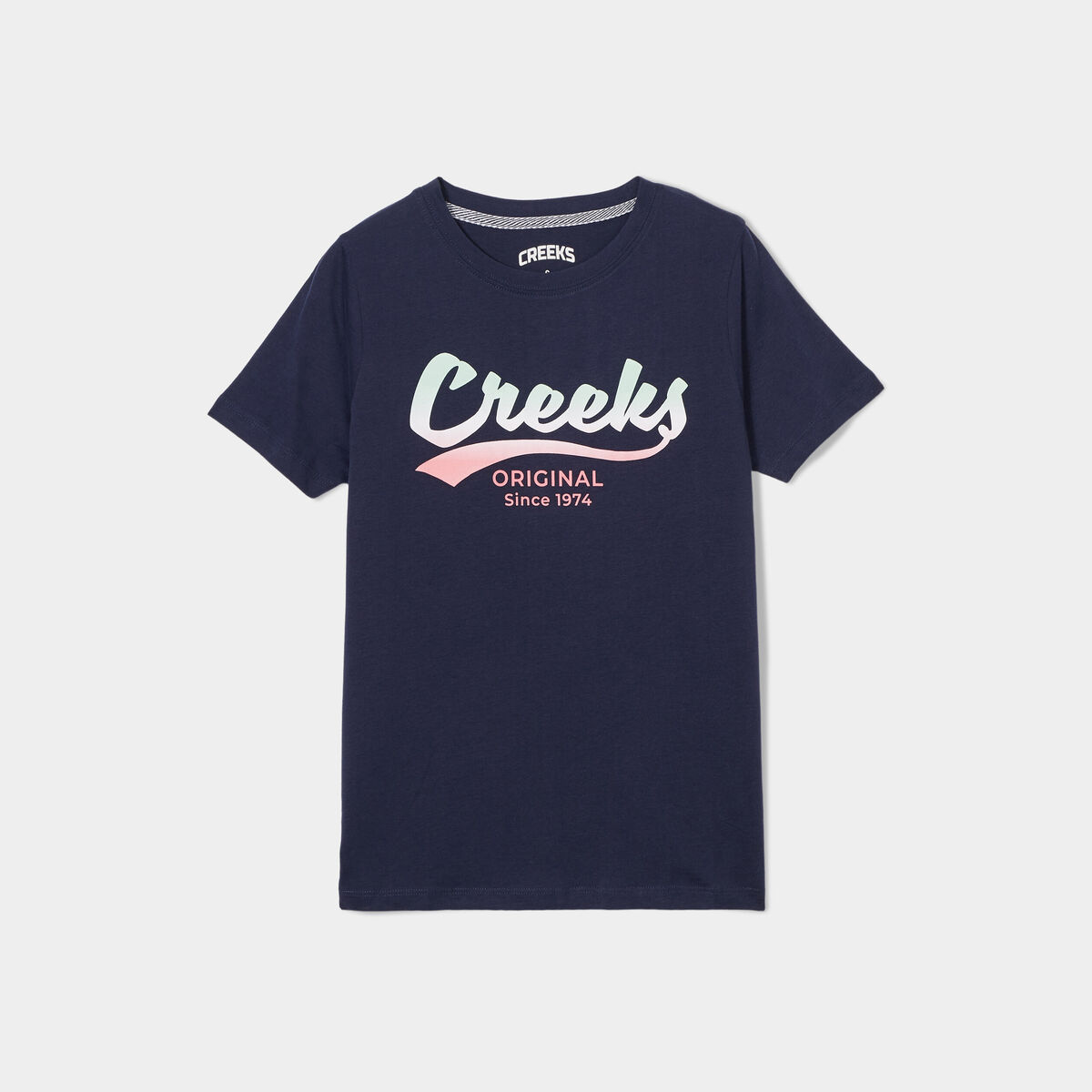 T-shirt oversize col rond coton Creeks bleu marine femme