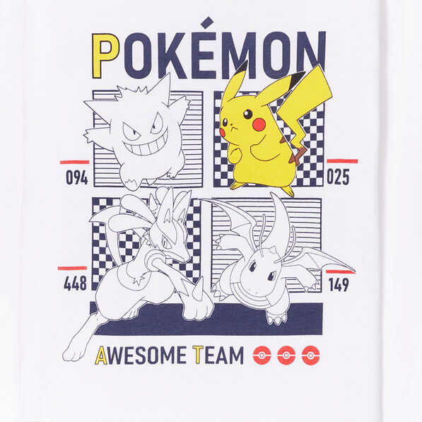 t shirt col bord cote pokemon blanc garcon T-shirt col bord-côte Pokémon blanc garçon