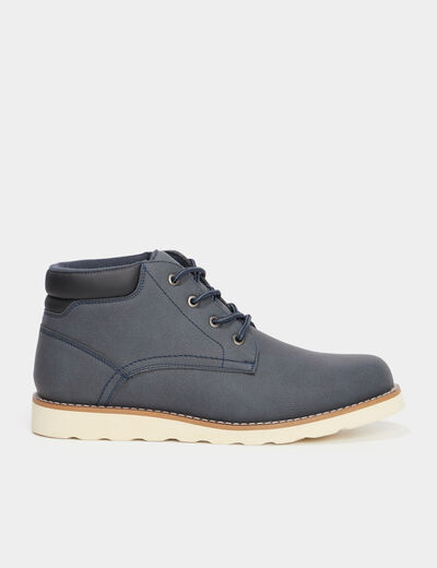 Bottines &agrave; lacets effet similicuir bleu homme