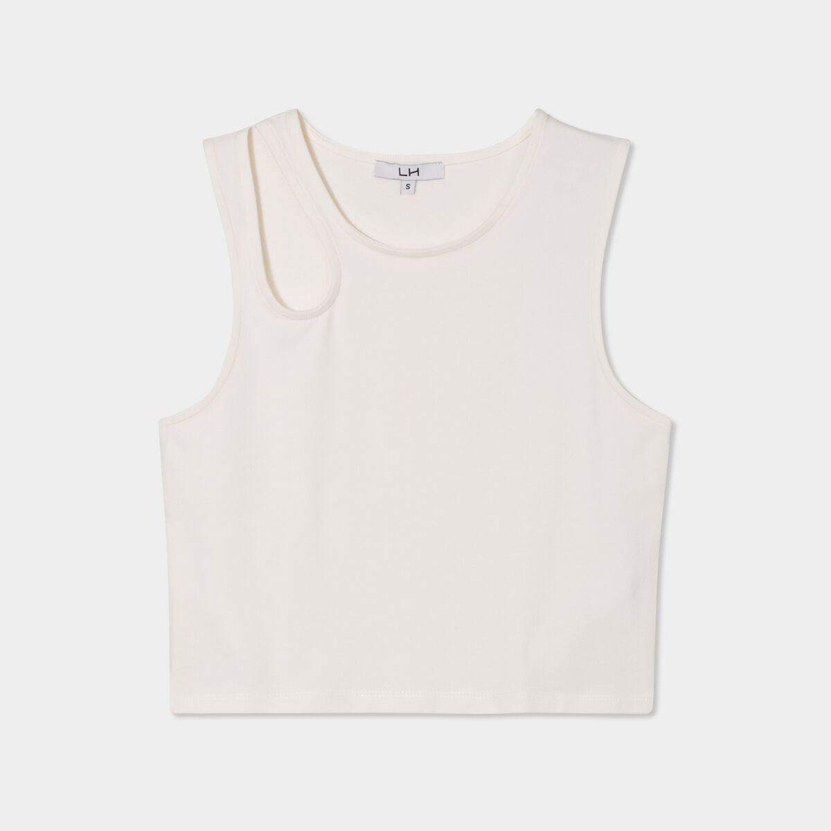 D&eacute;bardeur cropped ouverture &eacute;paule blanc femme