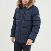 Parka capuche fausse fourrure amovible bleu marine homme