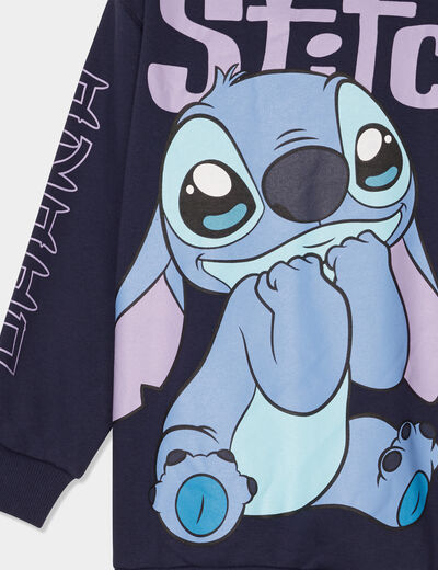 Sweat à capuche hoodie oversize Stitch bleu marine fille
