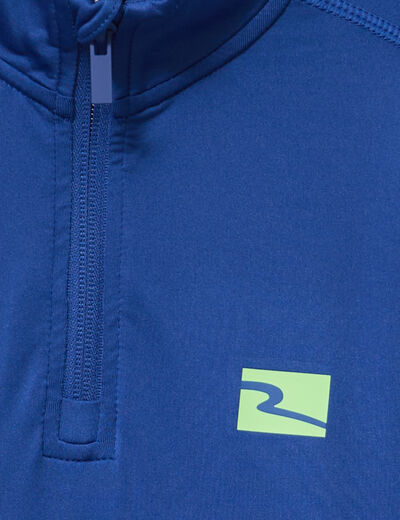 T-shirt sport col camionneur zipp&eacute; bleu electrique gar&ccedil;on