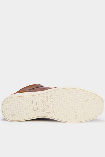 Baskets montantes &agrave; lacets marron homme