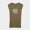 Chemise de nuit manches courtes coton vert kaki femme