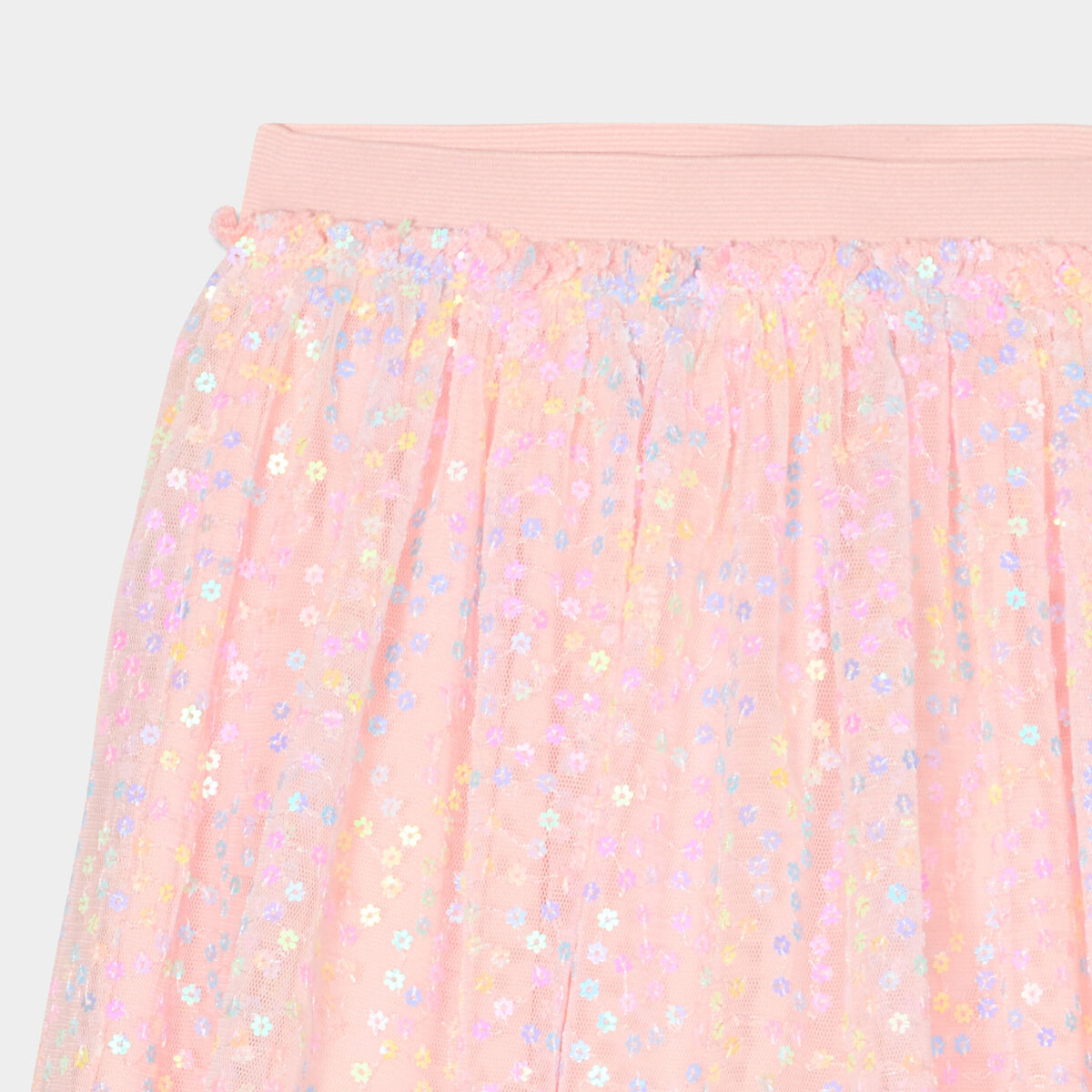 Jupe tulle avec sequins rose clair fille