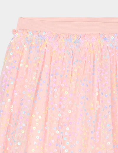 Jupe tulle avec sequins rose clair fille
