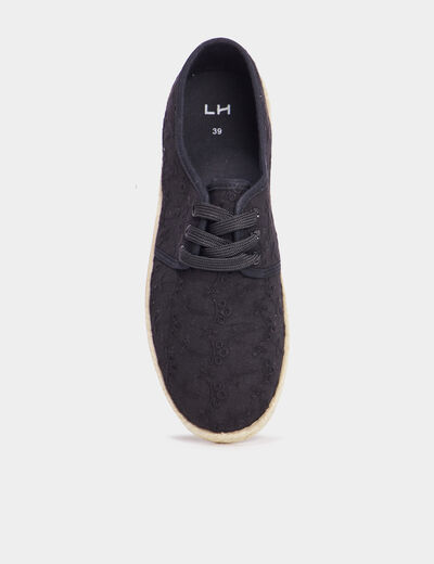Derbies en toile à lacets noir femme