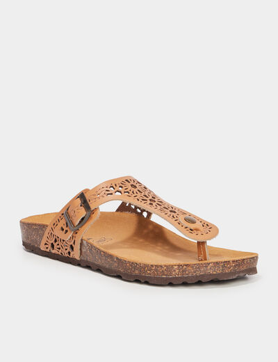 Mules d&eacute;tails ajour&eacute;s en cuir Creeks marron femme