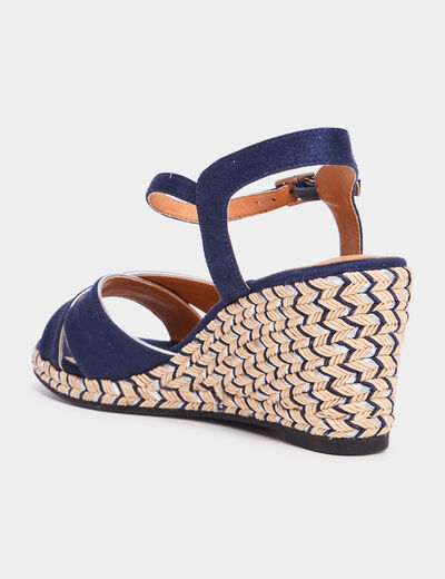 Sandales à talons compensés bleu marine femme