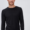 Pull droit col rond coton m&eacute;lang&eacute; noir homme