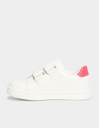 Tennis basses à scratchs blanc fille