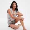 Ensemble pyjama short à volants 2 pièces gris femme