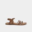 Sandales plates tr&eacute;ss&eacute;es en cuir marron femme