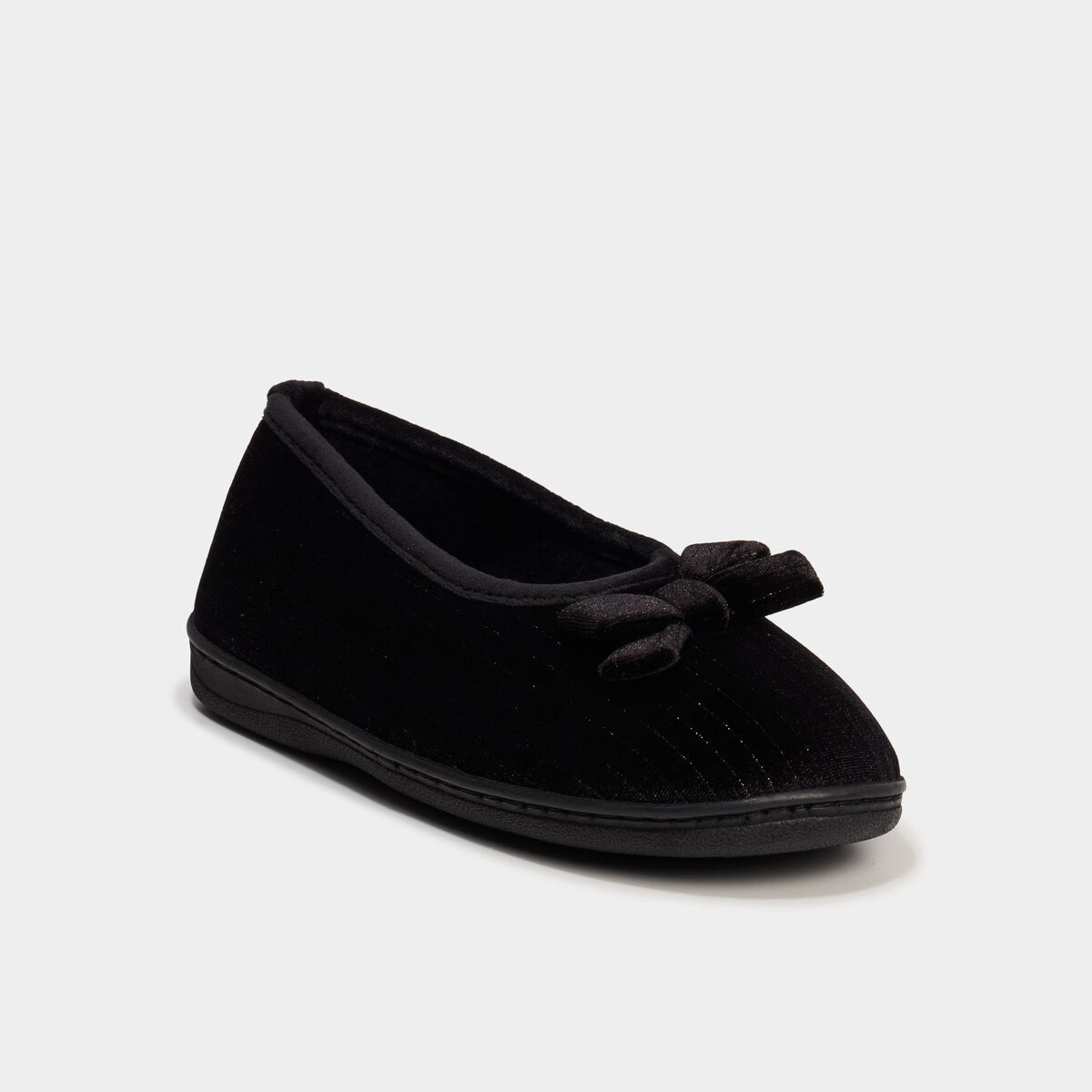 Chaussons ballerines avec noeuds noir femme
