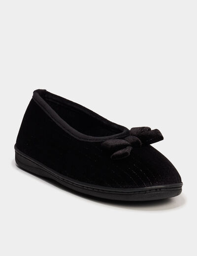 Chaussons ballerines avec noeuds noir femme