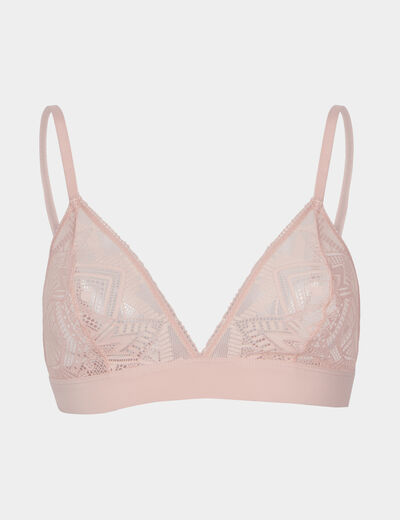Soutien-gorge triangle en dentelle rose poudrée femme