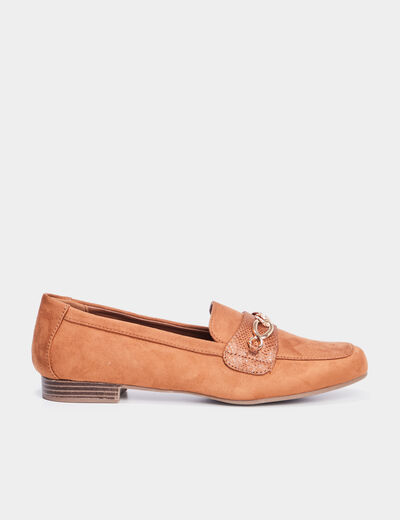 Mocassins plats suède marron femme