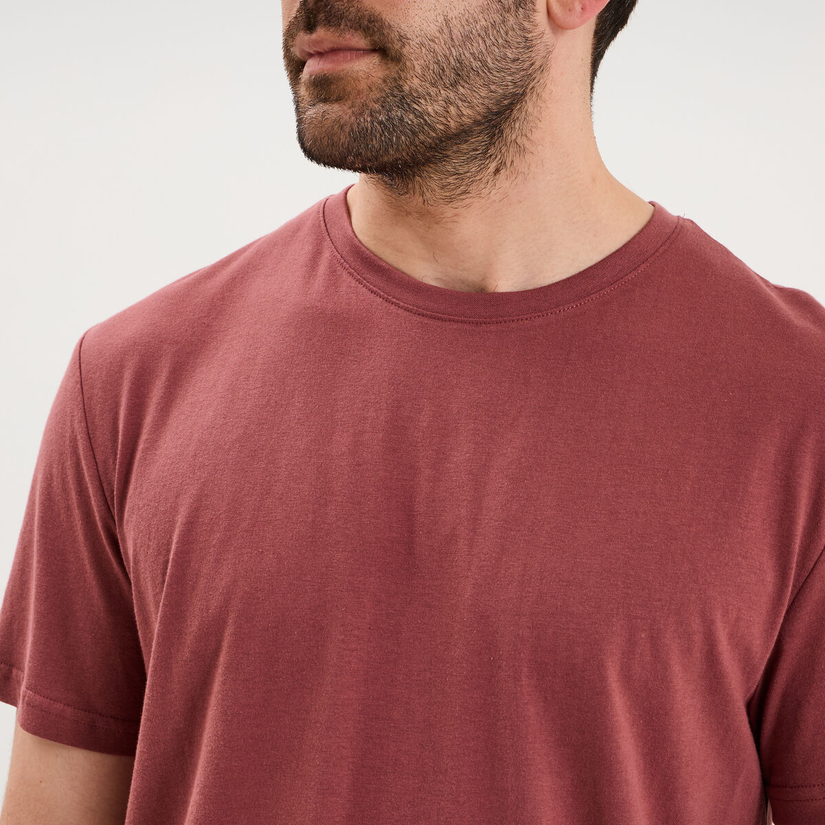 T-shirt droit en coton manches courtes vieux rose homme