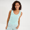 D&eacute;bardeur col rond droit coton bleu turquoise femme
