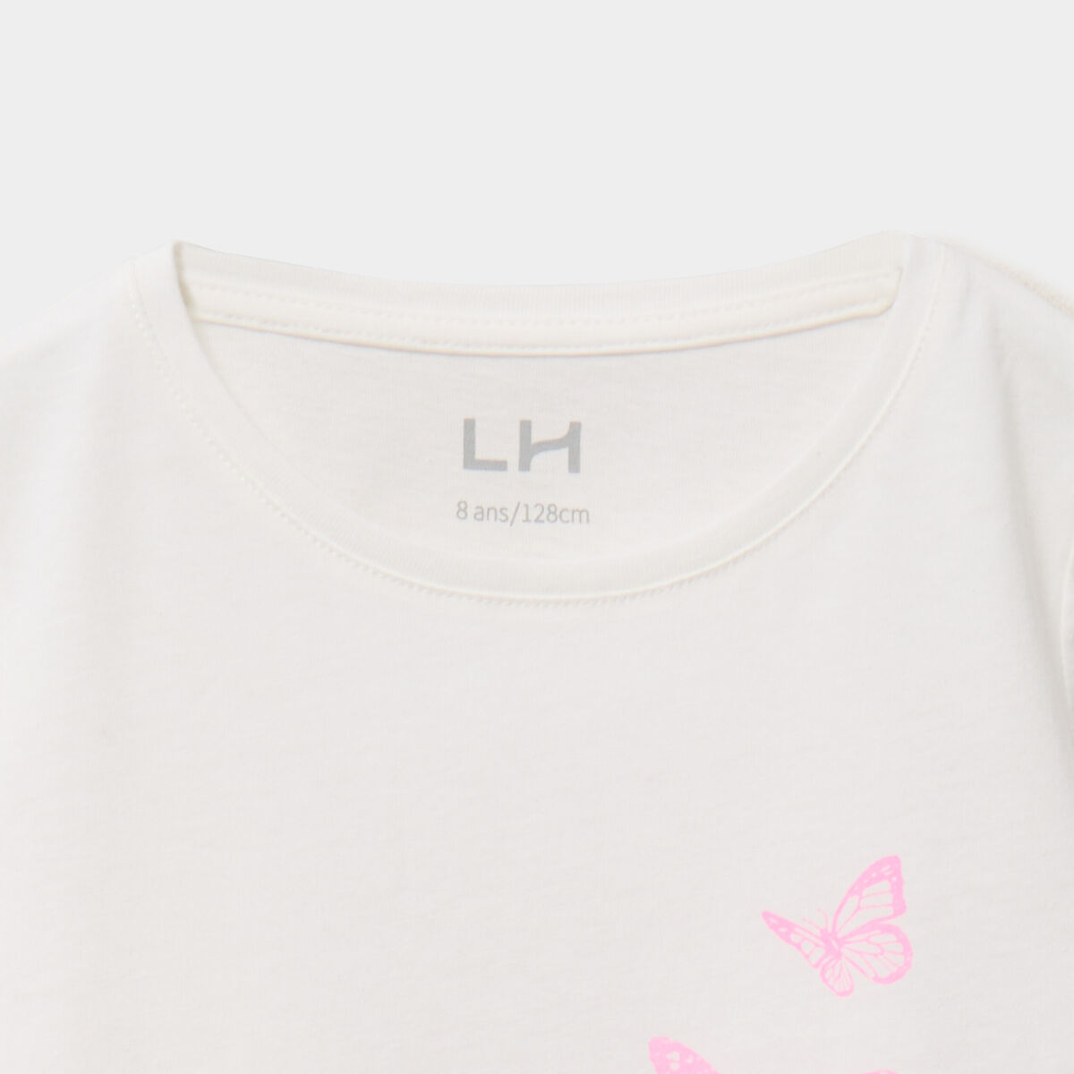 T-shirt manches courtes coton ivoire fille