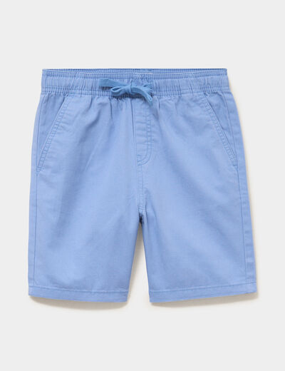 Bermuda short loose &eacute;lastiqu&eacute; coton bleu gris gar&ccedil;on