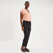 Pantalon cigarette fluide &agrave; ceinture noir femme