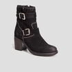 Bottes en cuir à talons noir femme