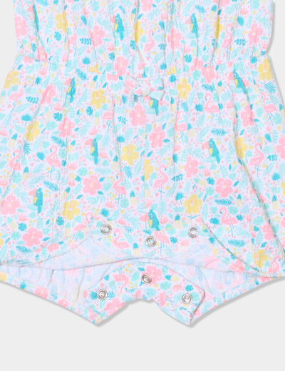 Combishort à bretelles et volants blanc bébé fille
