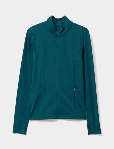 Veste de sport ajustée avec fermeture vert canard femme