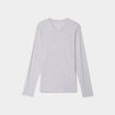 T-shirt col en V manches longues coton gris homme