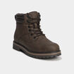 Bottines &agrave; bout rond lacets marron homme