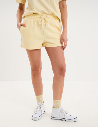 Short de jogging molletonn&eacute; ajust&eacute; jaune clair femme