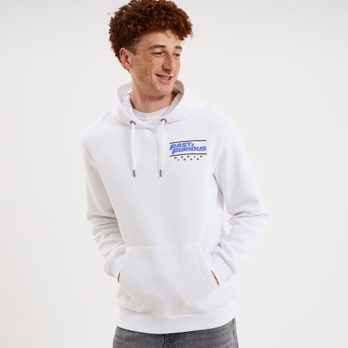 Sweat hoodie molleton Fast and Furious blanc homme