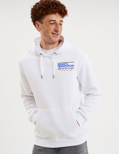 Sweat hoodie molleton Fast and Furious blanc homme
