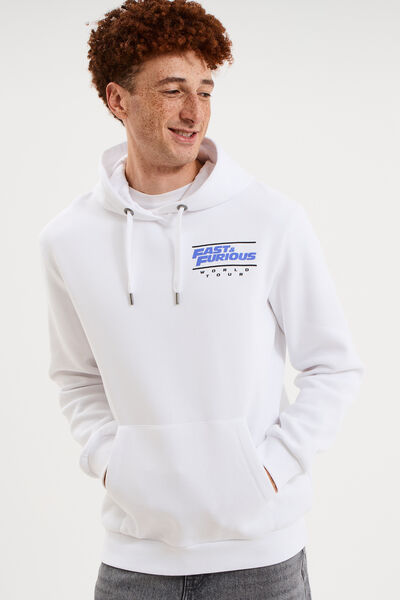 Sweat hoodie molleton Fast and Furious blanc homme