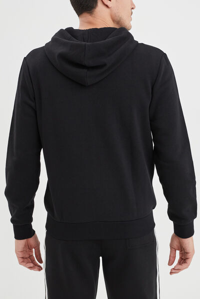 Sweat zippé molleton à capuche noir homme