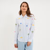 Chemise brod&eacute;e manches longues blanc femme